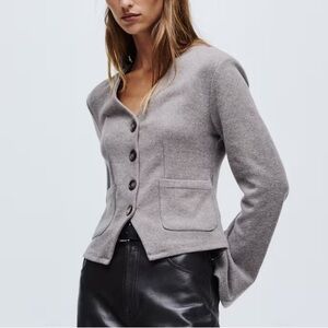 H&M NWT taupe button front v neck long sleeve knit sweater cardigan